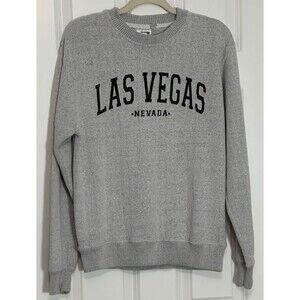 VTG Esy Surf Co Las Vegas Graphic Print Sweater Size M Heather Grey/Black Soft
